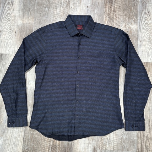 Jared Lang After Hours Long Sleeve Button Front Shirt Men's XL Navy/Black - Picture 2 of 12